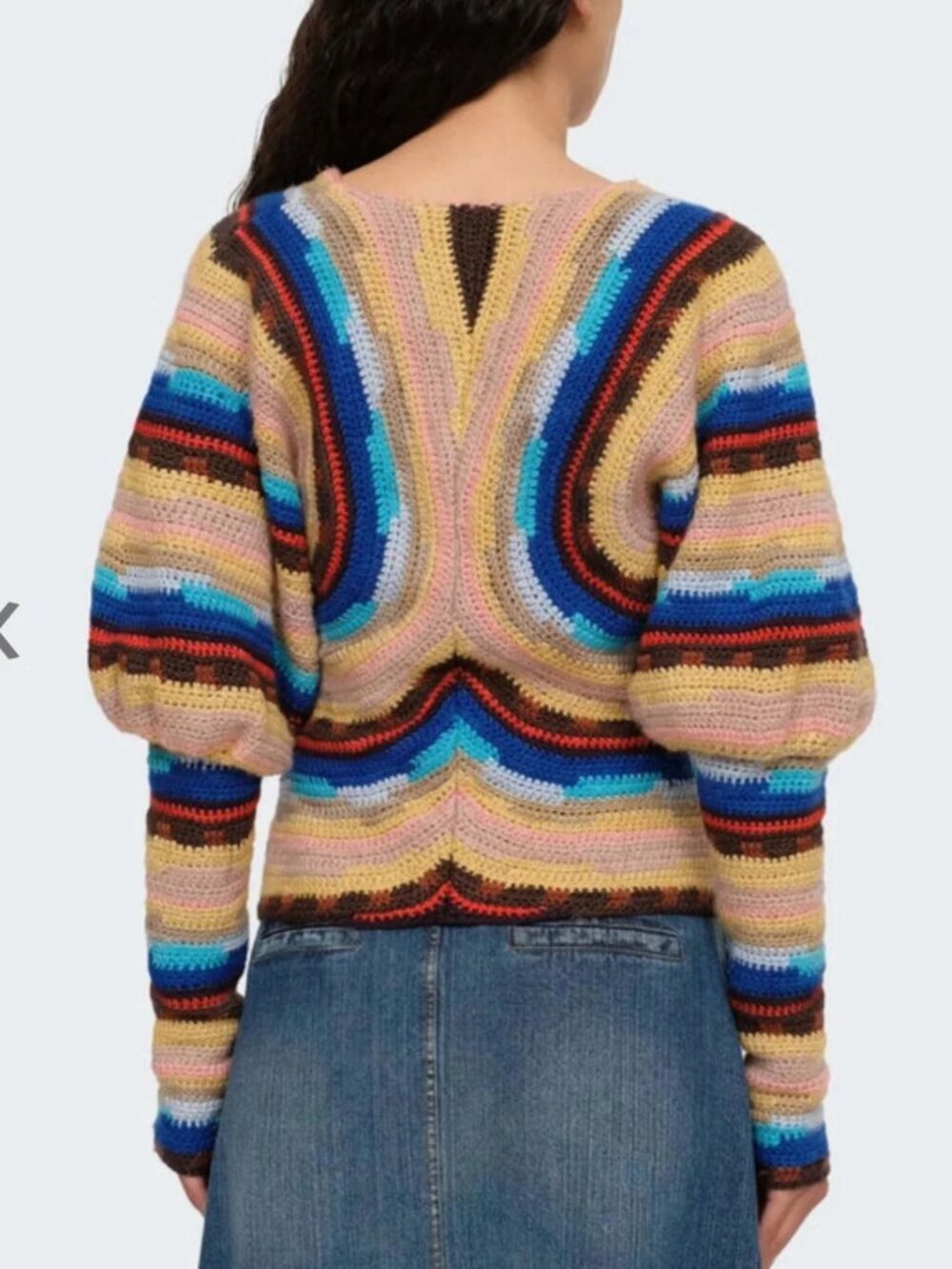 Sea New York Multicolor Stripe Crochet V-Neck Sweater with Cutout - Picture 5 of 12